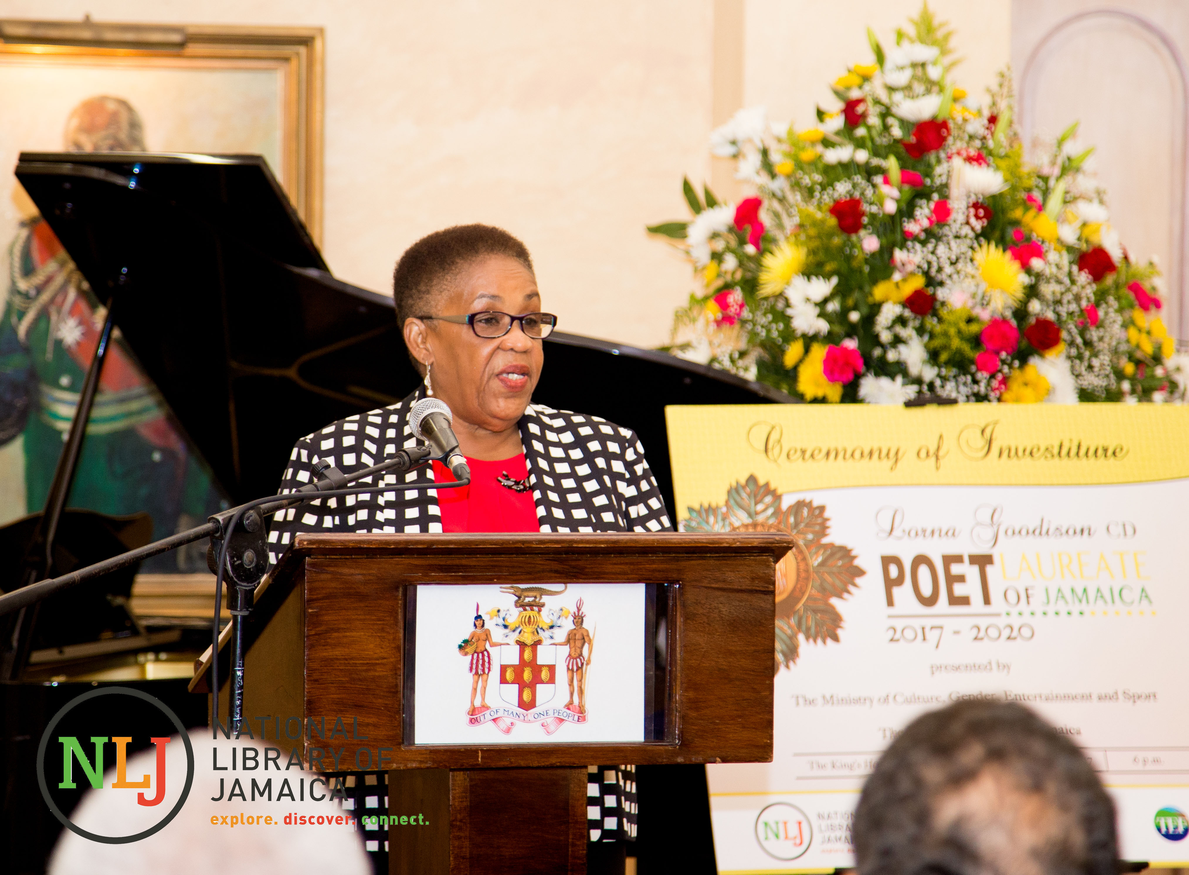 National Librarian, Mrs. Winsome Hudson, speaks on the Poet Laureate of Jamaica Programme