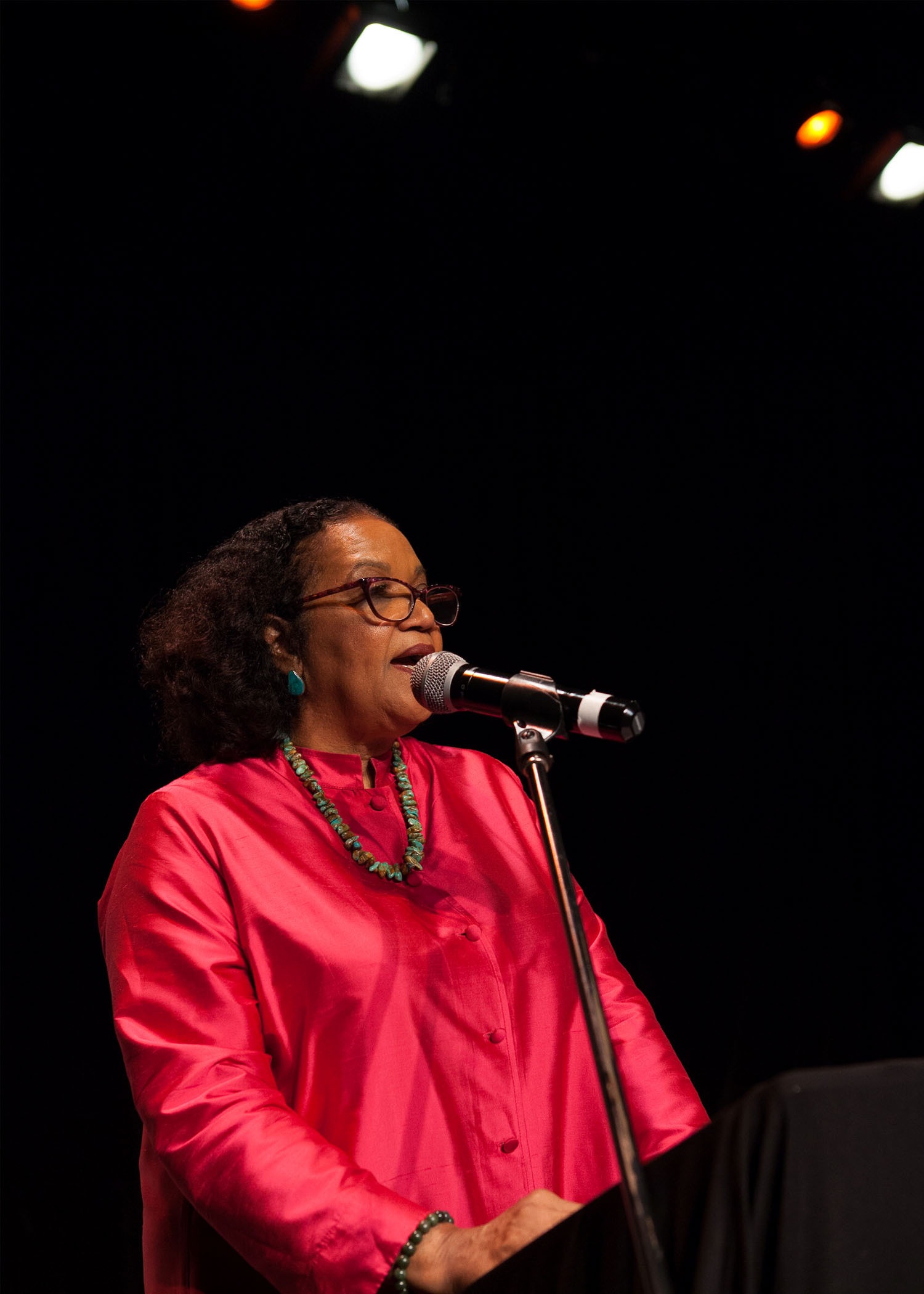 Poet Laureate of Jamaica, Lorna Goodison, speaks at the 5th African Women International Writers Symposium (Sep. 2017)