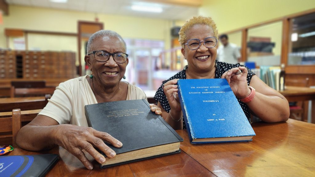 Merle Wade and Ruth Kwakwa April 2025 at the National Library of Jamaica. Daphne Douglas Reading Room (Ground floor)